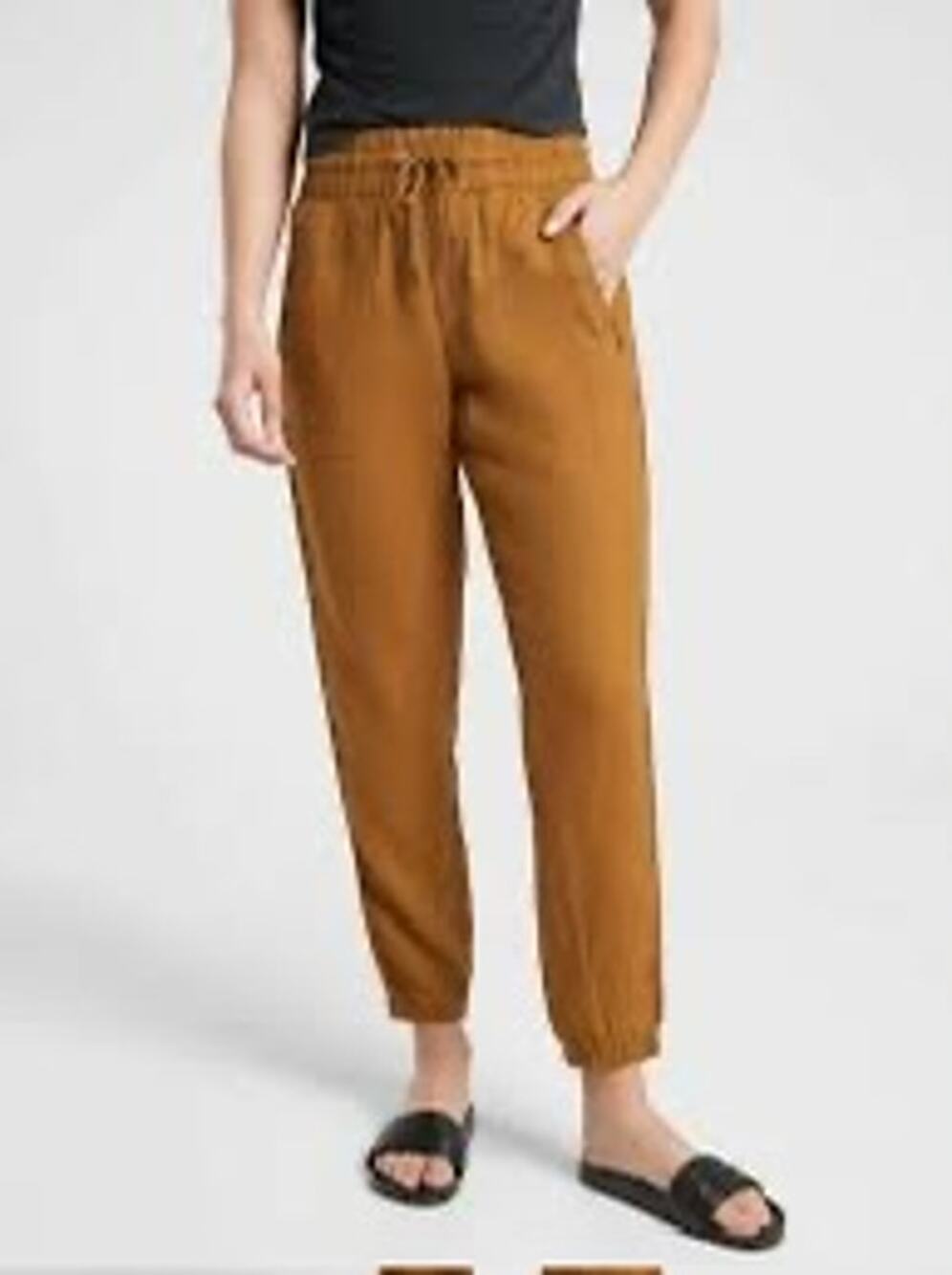 Athleta Women's Cabo Linen Jogger Rust Color 100% Linen Pull On Size 2